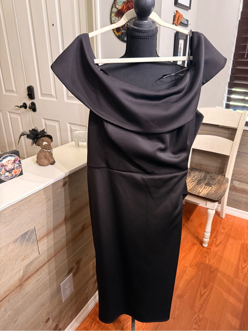 Classic Black Off-Shoulder Sheath Dress